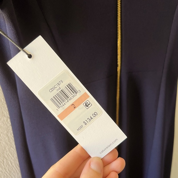 NWT Calvin Klein navy midi dress - Picture 3 of 3